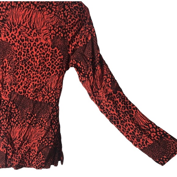 ASOS Design wrap long sleeve top Size 2 Red Animal  Tiger Print - Picture 4 of 12